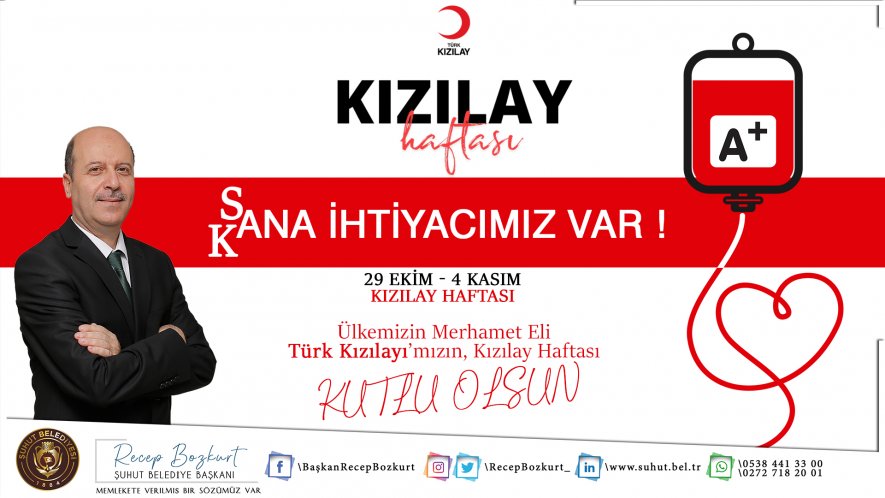 Başkan Bozkurt'un Kızılay Haftası Mesajı