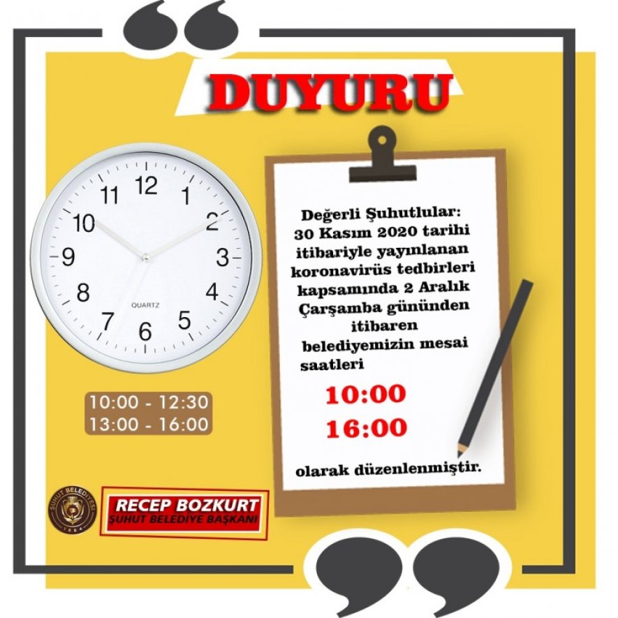 Mesai Saatlerindeki Değişiklik.