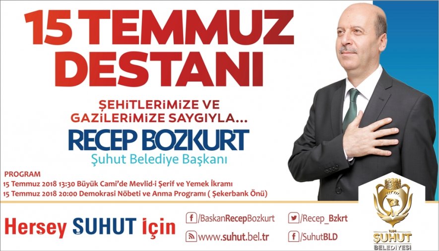 Başkan Bozkurt'tan 15 Temmuz Mesajı