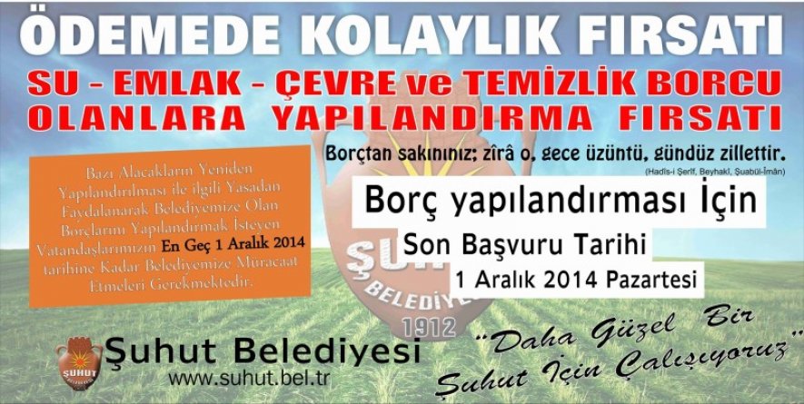 Borçlarınıza Ödemede Kolaylık Fırsatı