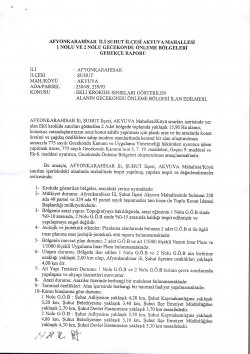 AFYONKARAHİSAR İLİ, ŞUHUT İLÇESİ, AKYUVA MAHALLESİ 1 NOLU GECEKONDU ÖNLEME BÖLGESİ İMAR PLANI