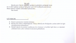 ŞUHUT BELEDİYE MECLİSİ ARALIK AYI TOPLANTI GÜNDEMİ 28.11.2025 TARİHİNDEN İTİBAREN YAYINLANMIŞTIR