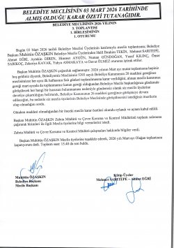 03.03.2026 TARİHLİ MECLİS TOPLANTISI KARAR ÖZETLERİ